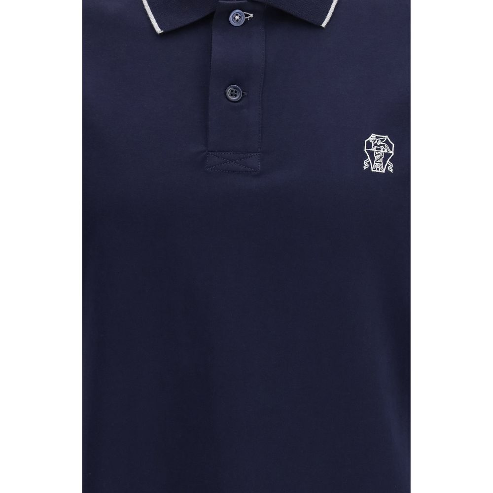 Brunello Cucinelli Blue Cotton Polo Shirt-3