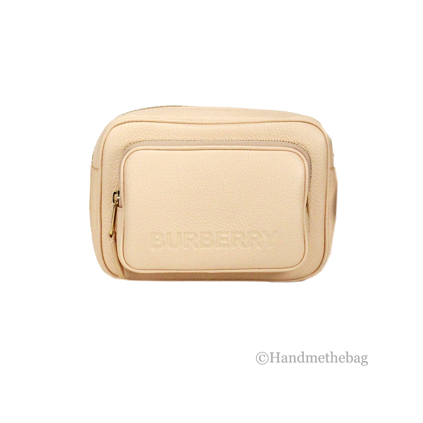 Burberry Grainy Leather Small Peach Pink Camera Bag with Logo-1