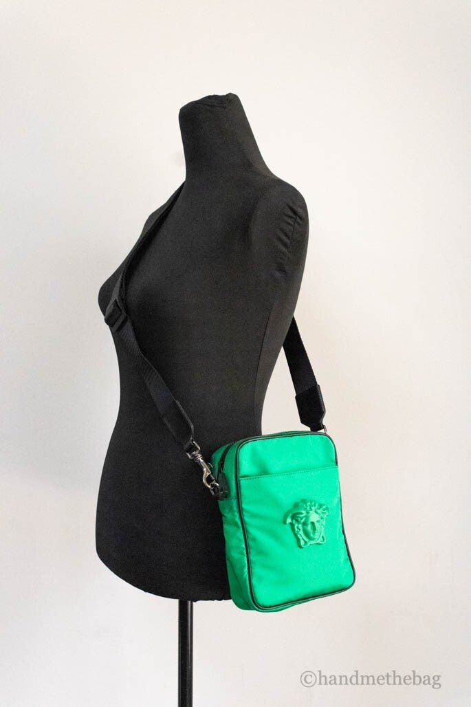 Versace Small Crossbody Bag in Light Green Nylon with Medusa Motif-2