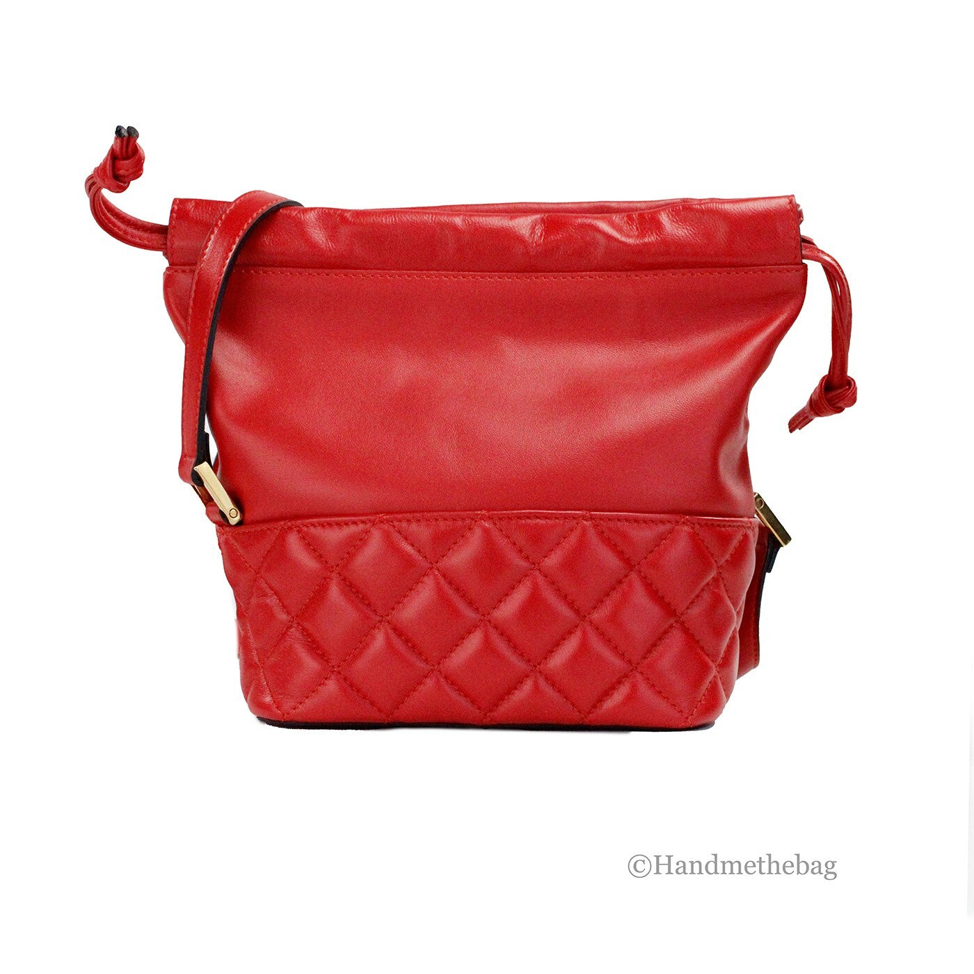 Versace Rote gesteppte Leder Beuteltasche mit Kordelzug Schultertasche Umhängetasche-3