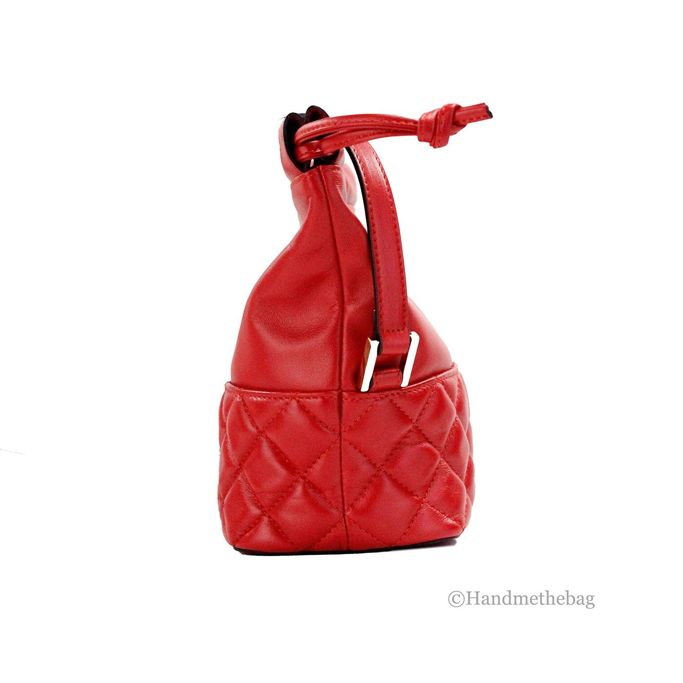 Versace Rote gesteppte Leder Beuteltasche mit Kordelzug Schultertasche Umhängetasche-4