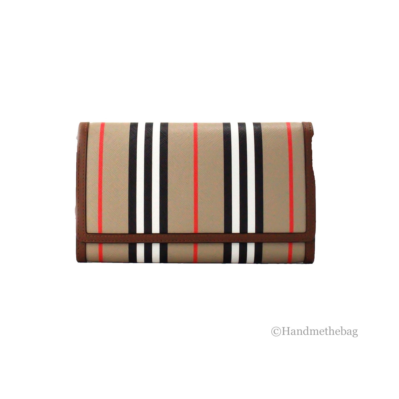 Burberry Hannah Icon Stripe Archive Tan E-Canvas Leder Umhängetasche-1