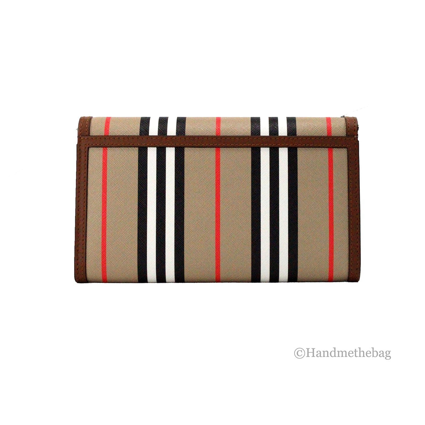 Burberry Hannah Icon Stripe Archive Tan E-Canvas Leder Umhängetasche-3