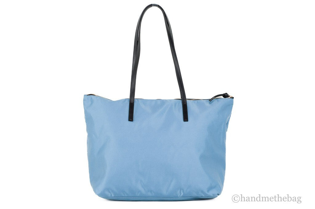 Versace Portuna Medusa Medium Top Handle Bag Cornflower Blue Nylon Leather-3