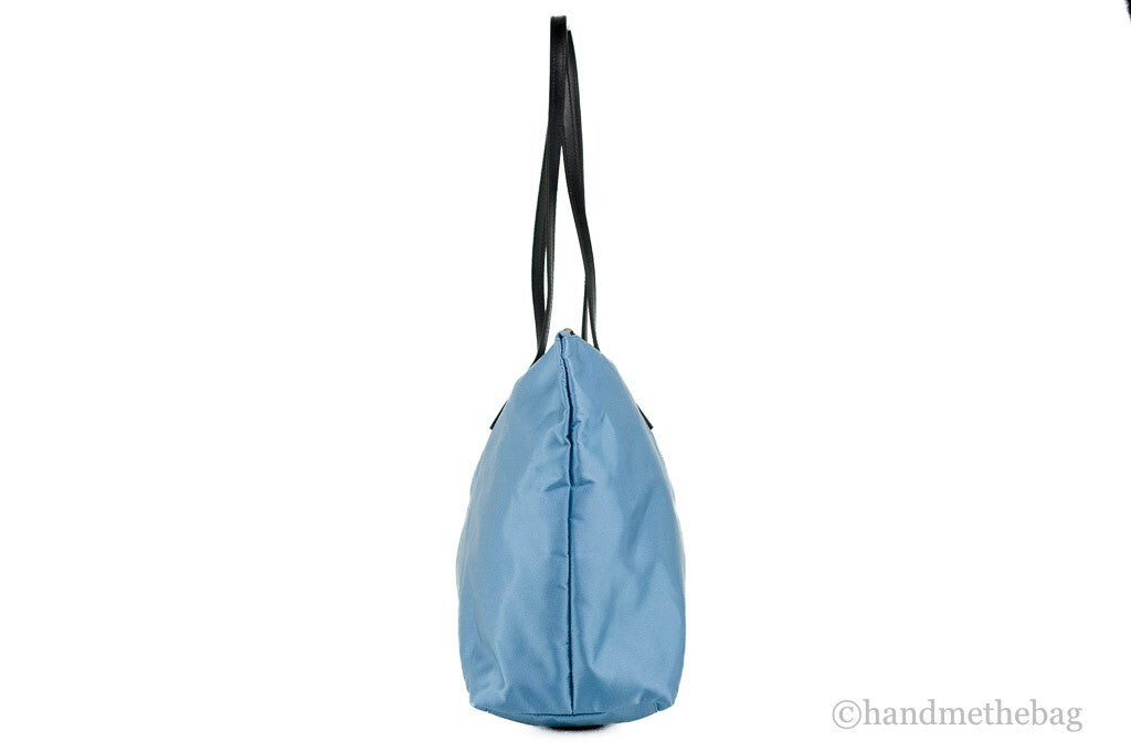 Versace Portuna Medusa Medium Top Handle Bag Cornflower Blue Nylon Leather-4