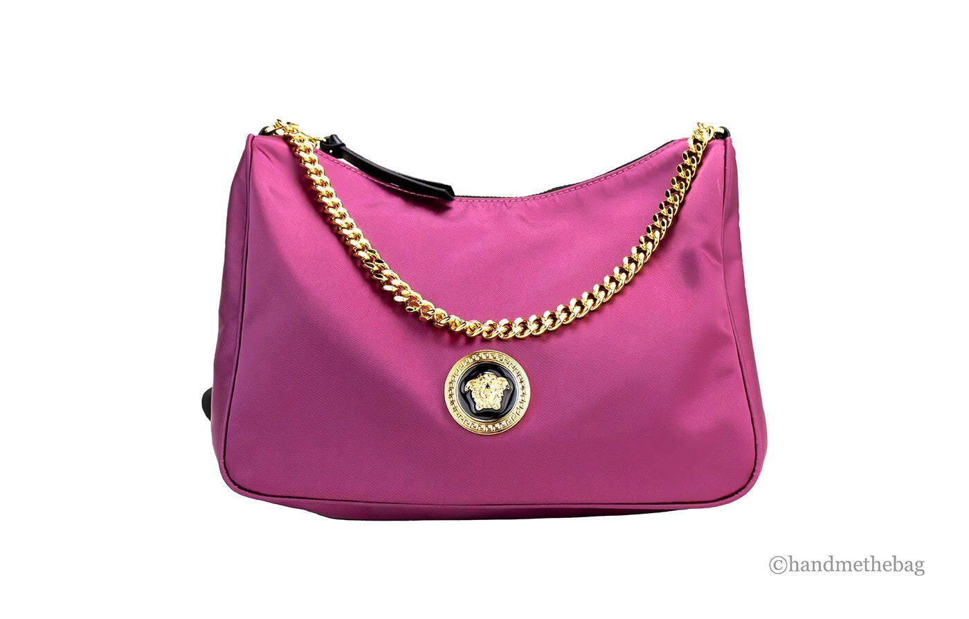Versace Small Dahlia Nylon Fabric Medusa Charm Shoulder Bag