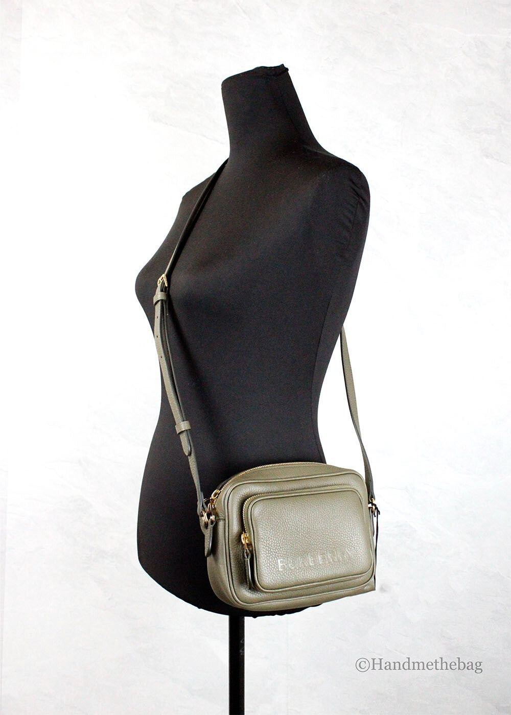 Burberry Small Grained Leather Camera Bag in Dark Fern Green with Logo-2