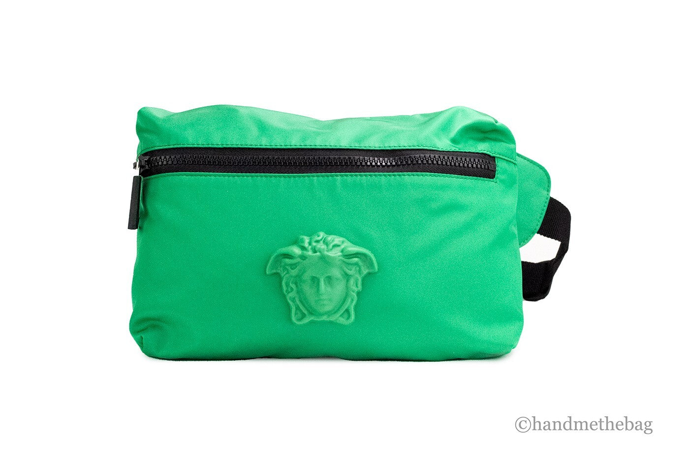 Versace Medusa logo mini belt bag in matte bright green nylon