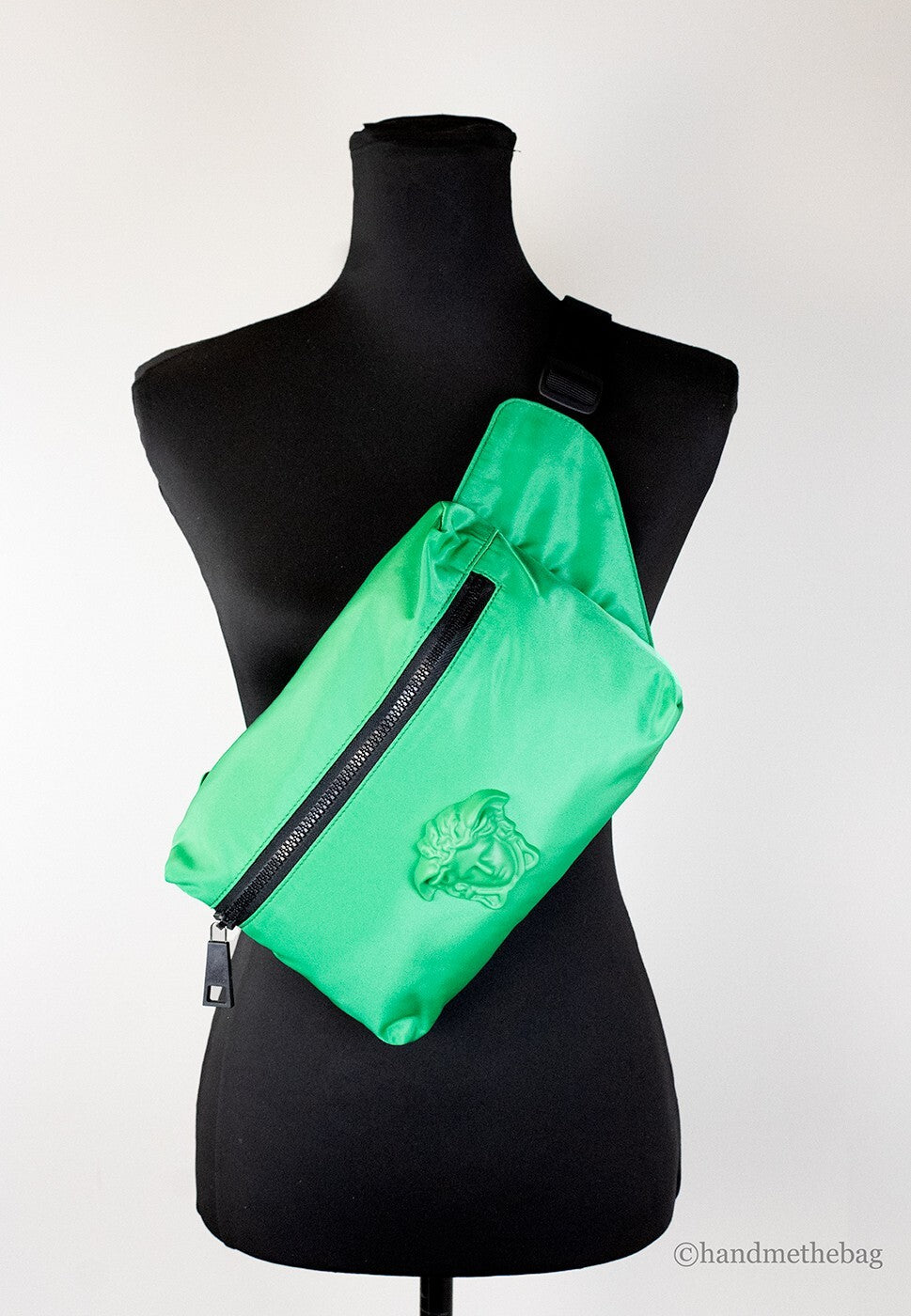 Versace Medusa logo mini belt bag in matte bright green nylon-4