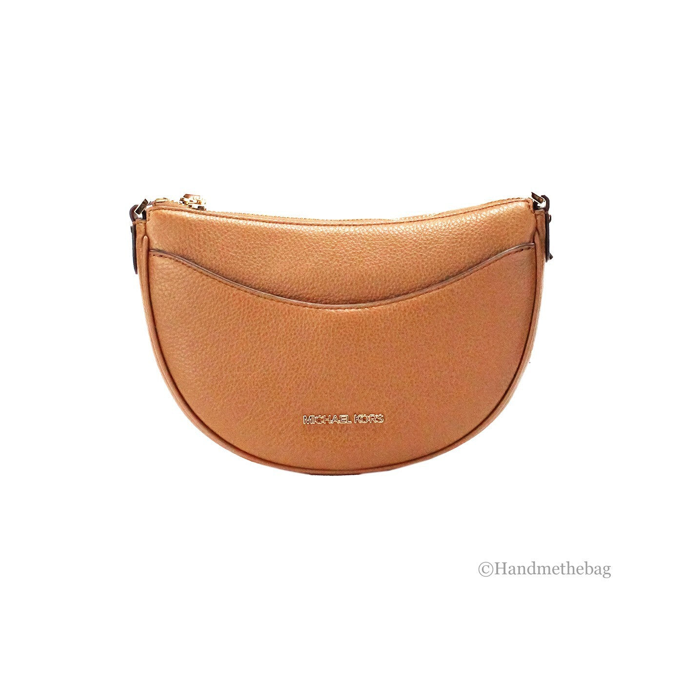 Michael Kors Dover Small Luggage Pebbled Leather Half Moon Crossbody Bag Purse-1