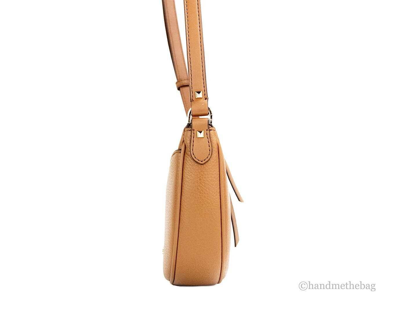 Michael Kors Dover Small Luggage Pebbled Leather Half Moon Crossbody Bag Purse-4
