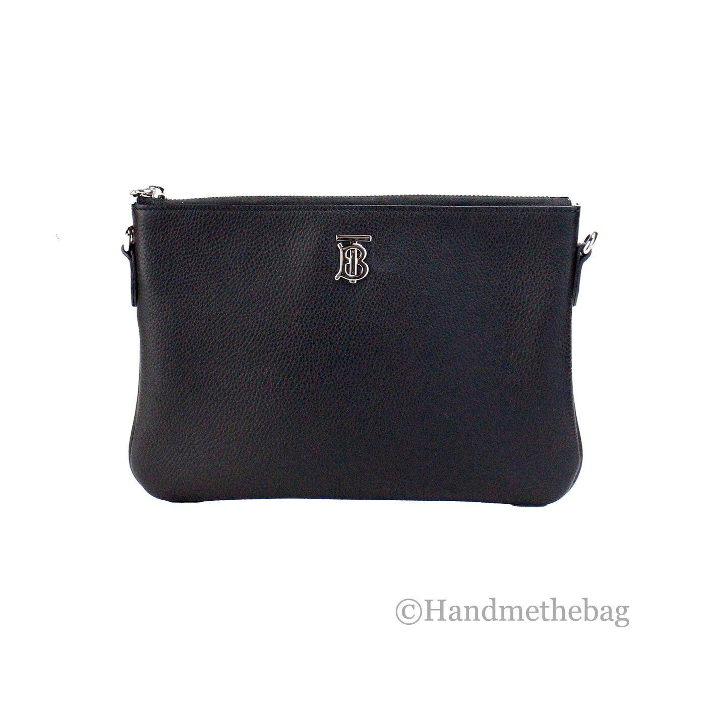 Burberry Peyton Monogram Leder Pochette Umhängetasche Schwarz-1