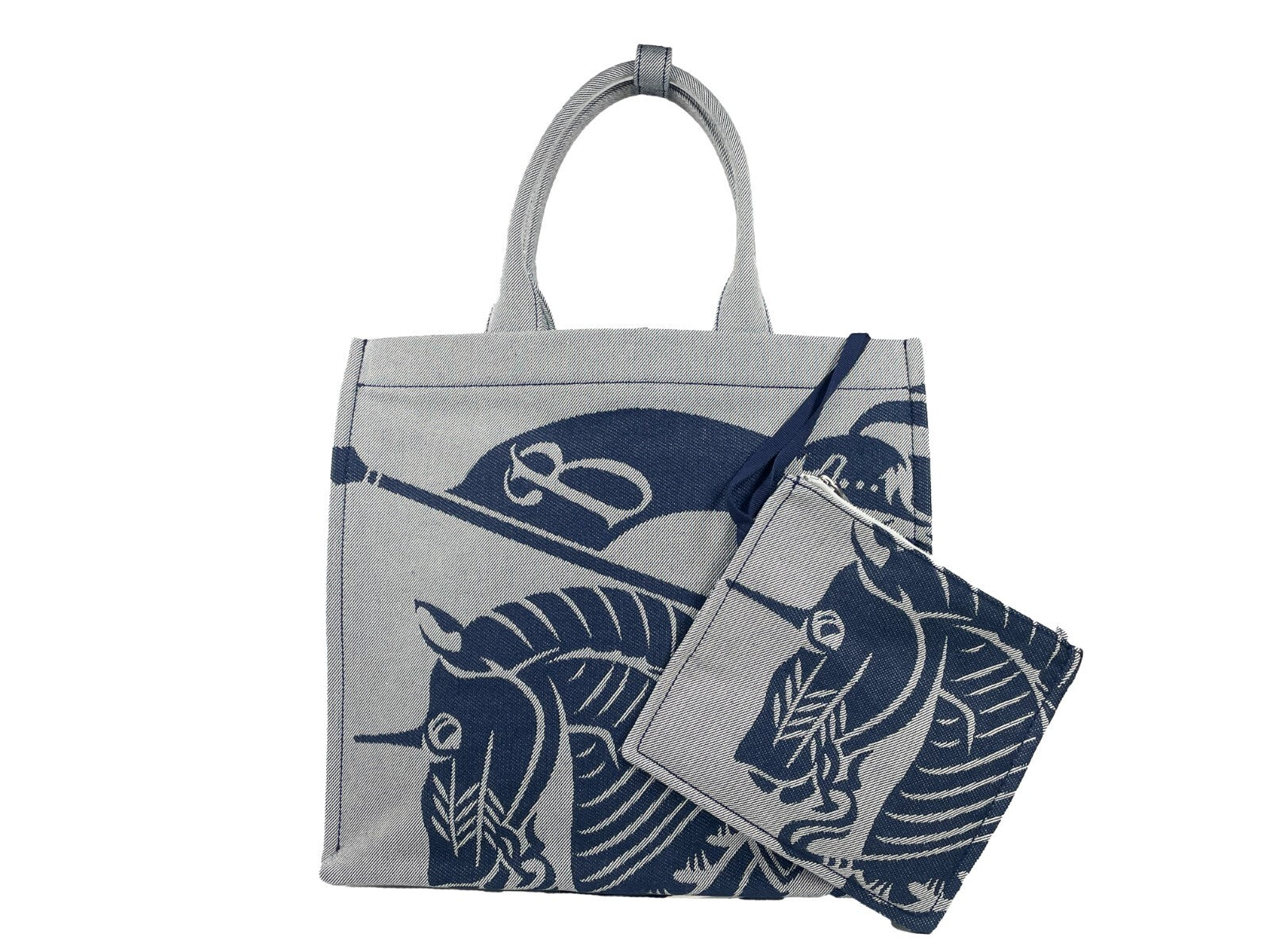 Burberry Navy EKD Canvas Tote Bag with Coin Purse-2
