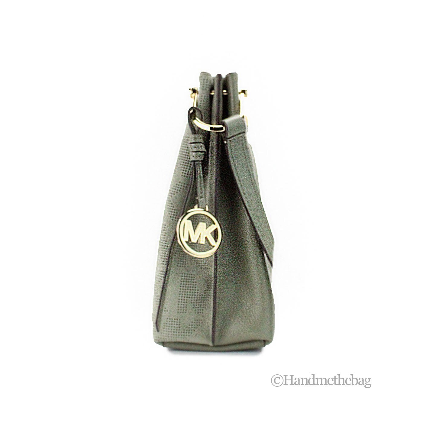 Michael Kors Joan Small Grün Perforiertes Wildleder Leder Slouchy Umhängetasche Handtasche-4