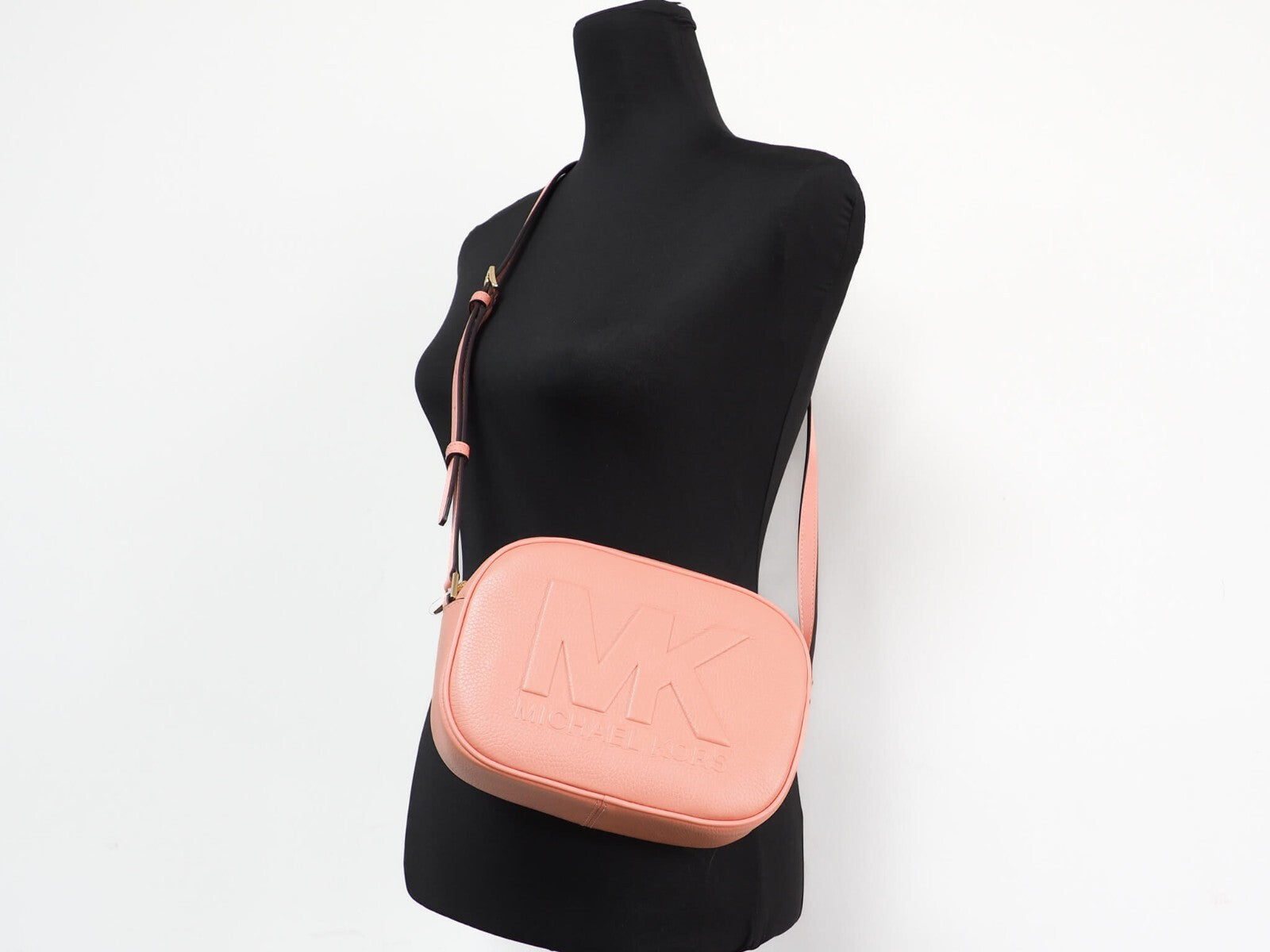 Michael Kors Jet Set Travel Medium Sherbert Leather Oval Camera Crossbody Bag-4