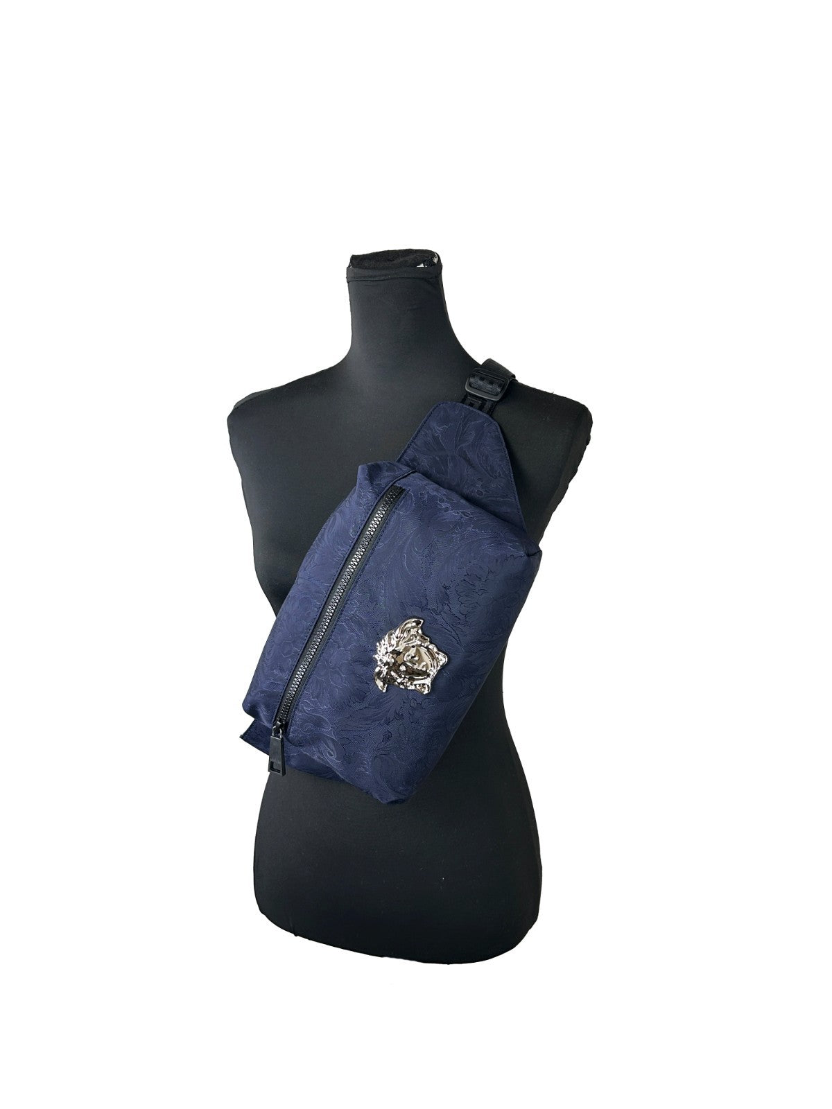 Versace Medusa Navy Nylon Belt Bag Waist Fanny Pack Purse-3