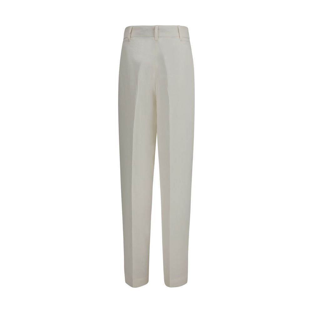 Max Mara Weiße Leinen-Freizeithose-2