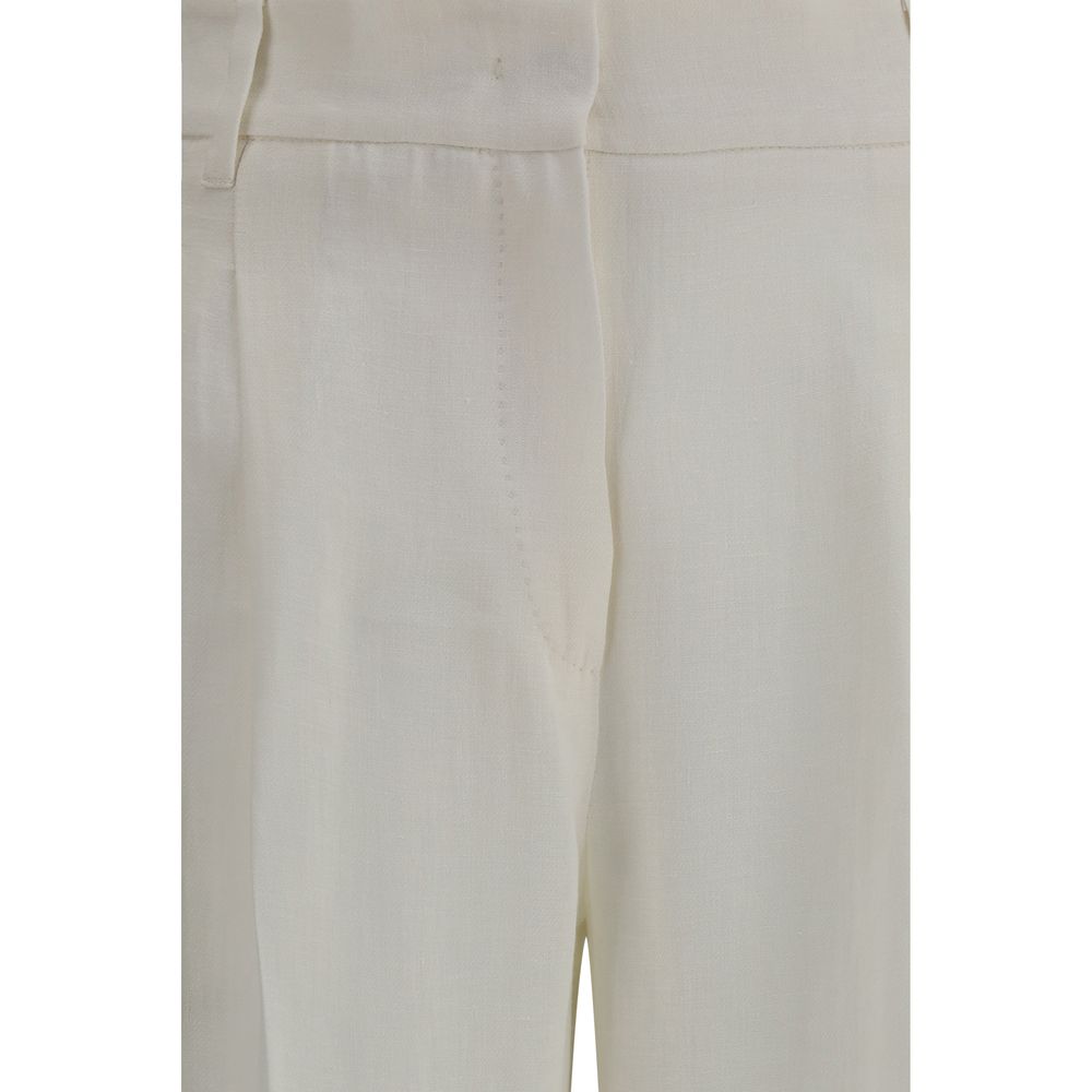Max Mara Weiße Leinen-Freizeithose-3