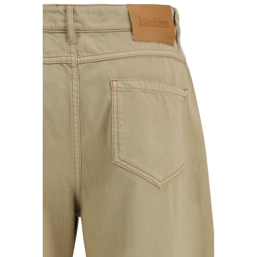 Max Mara Beige Cotton Casual Trousers-3
