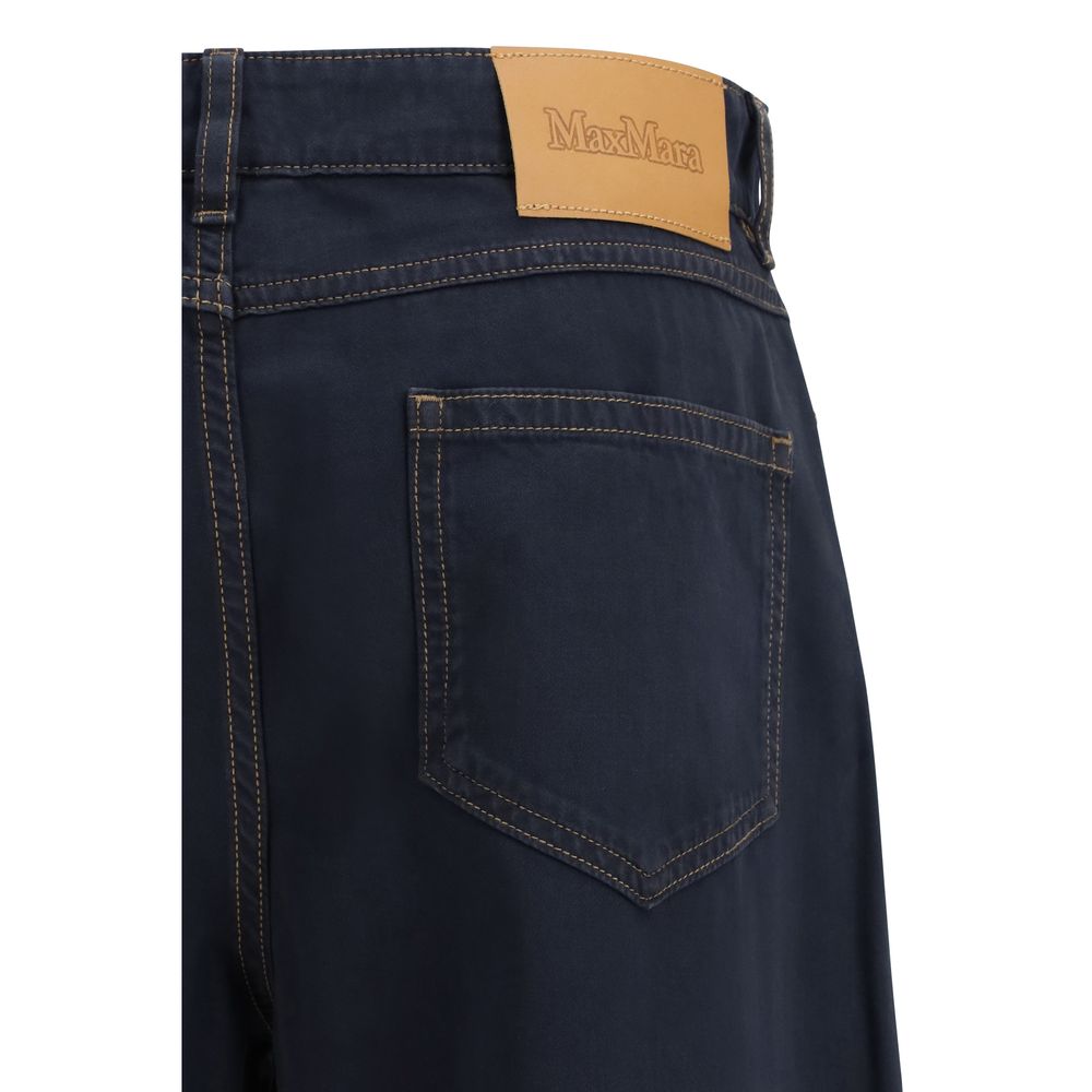 Max Mara Blue Cotton Trousers "Casual"-3