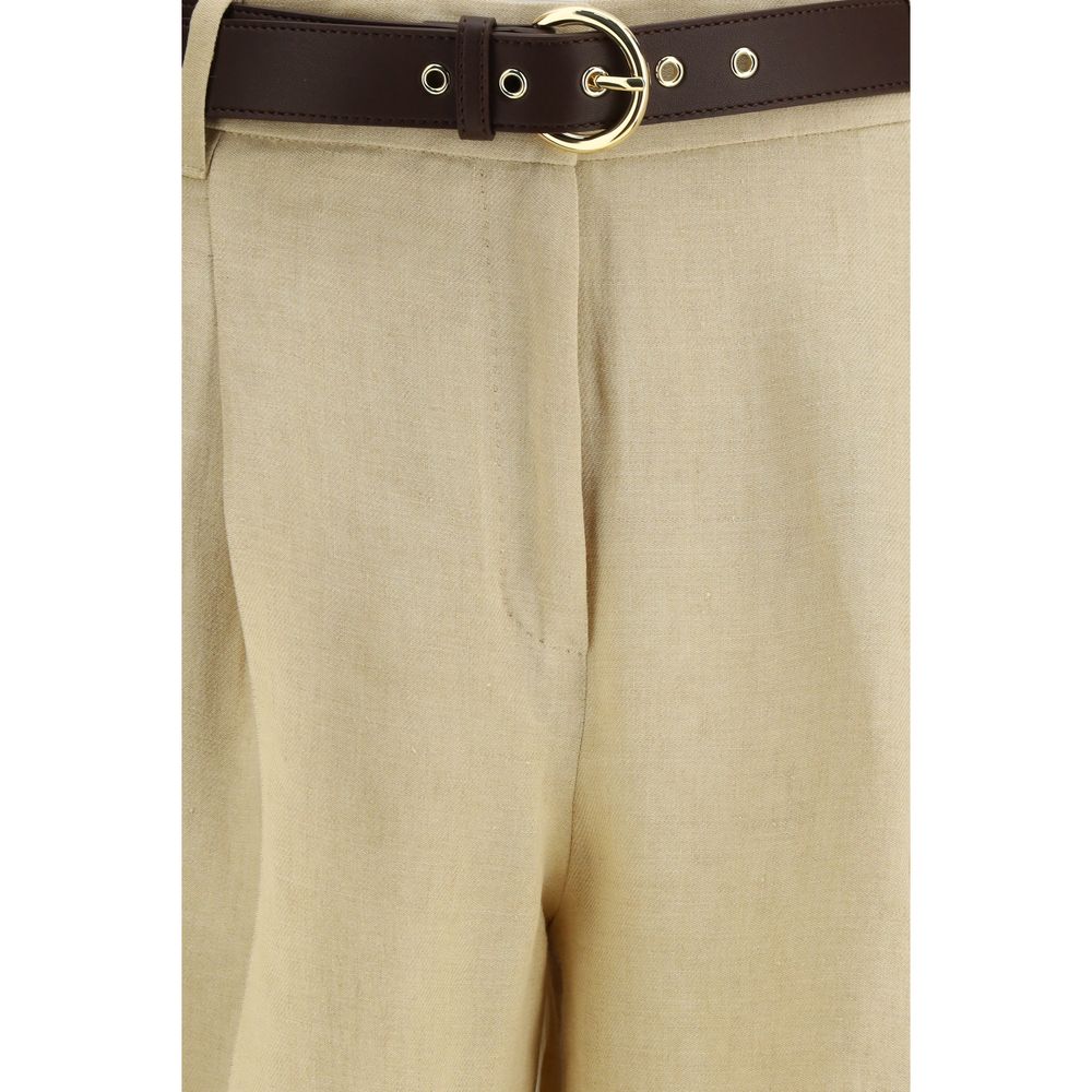 Max Mara Beige Linen Casual Trousers-3
