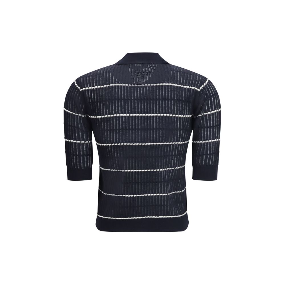 Max Mara Blaues Poloshirt aus Seide-2