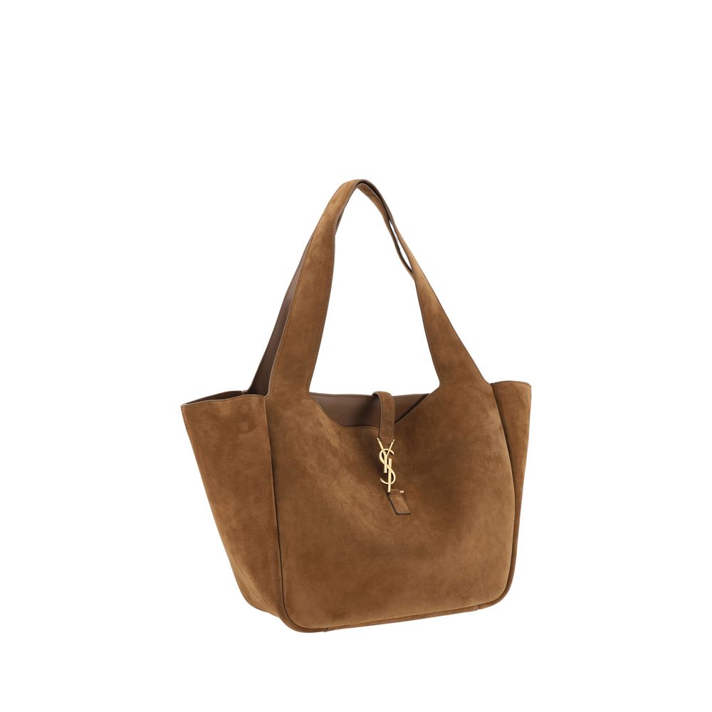 Saint Laurent Braune Kalbsleder Bos Taurus Schultertasche-2