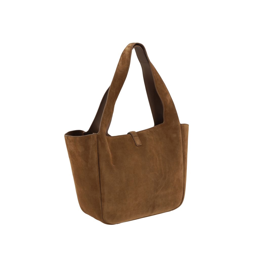 Saint Laurent Braune Kalbsleder Bos Taurus Schultertasche-3