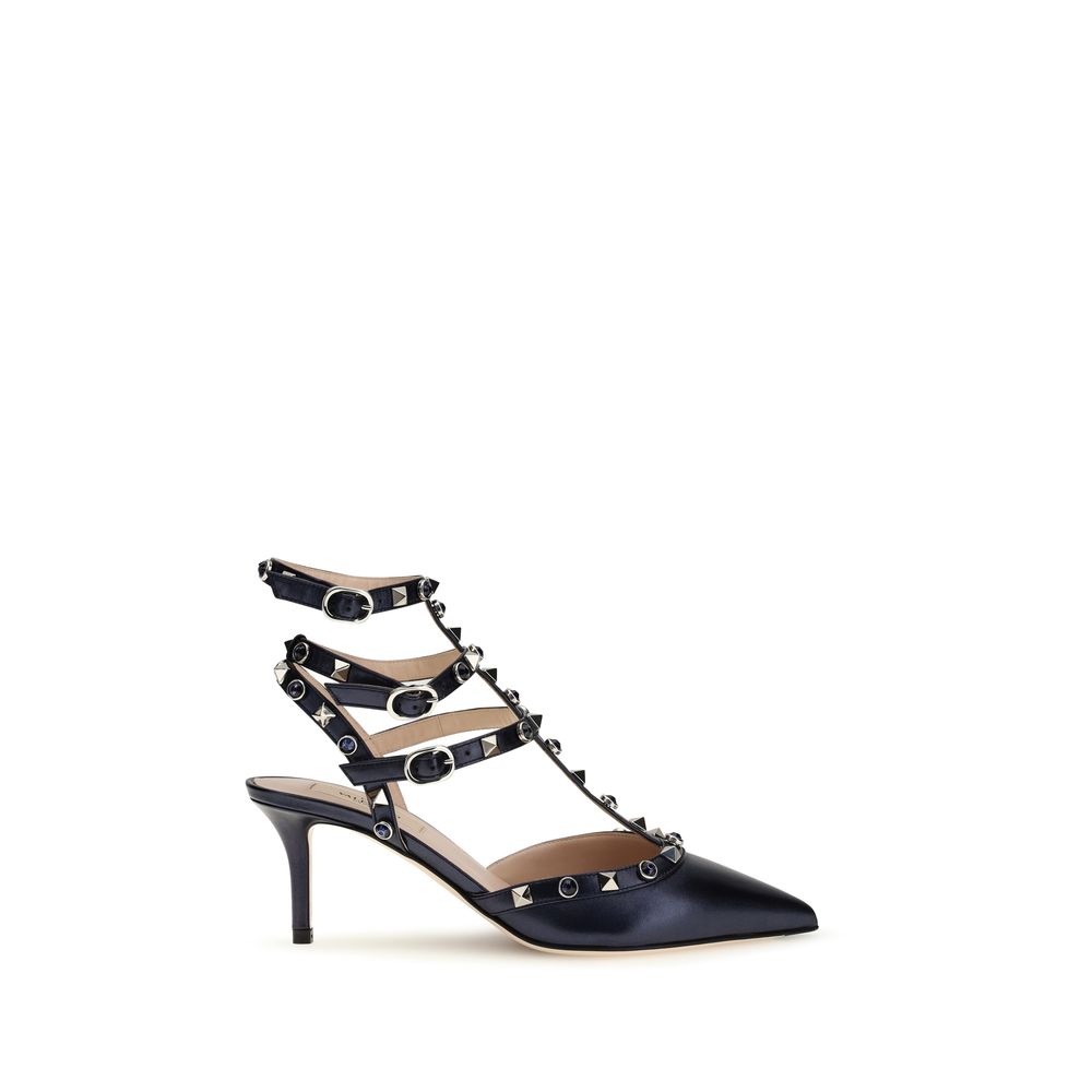 Valentino Garavani Blue Calf Leather Bos Taurus High Heel Pumps-1