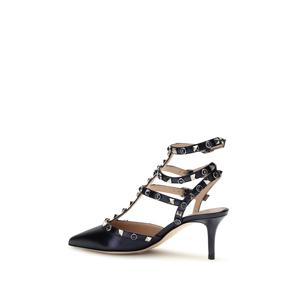 Valentino Garavani Blue Calf Leather Bos Taurus High Heel Pumps-2