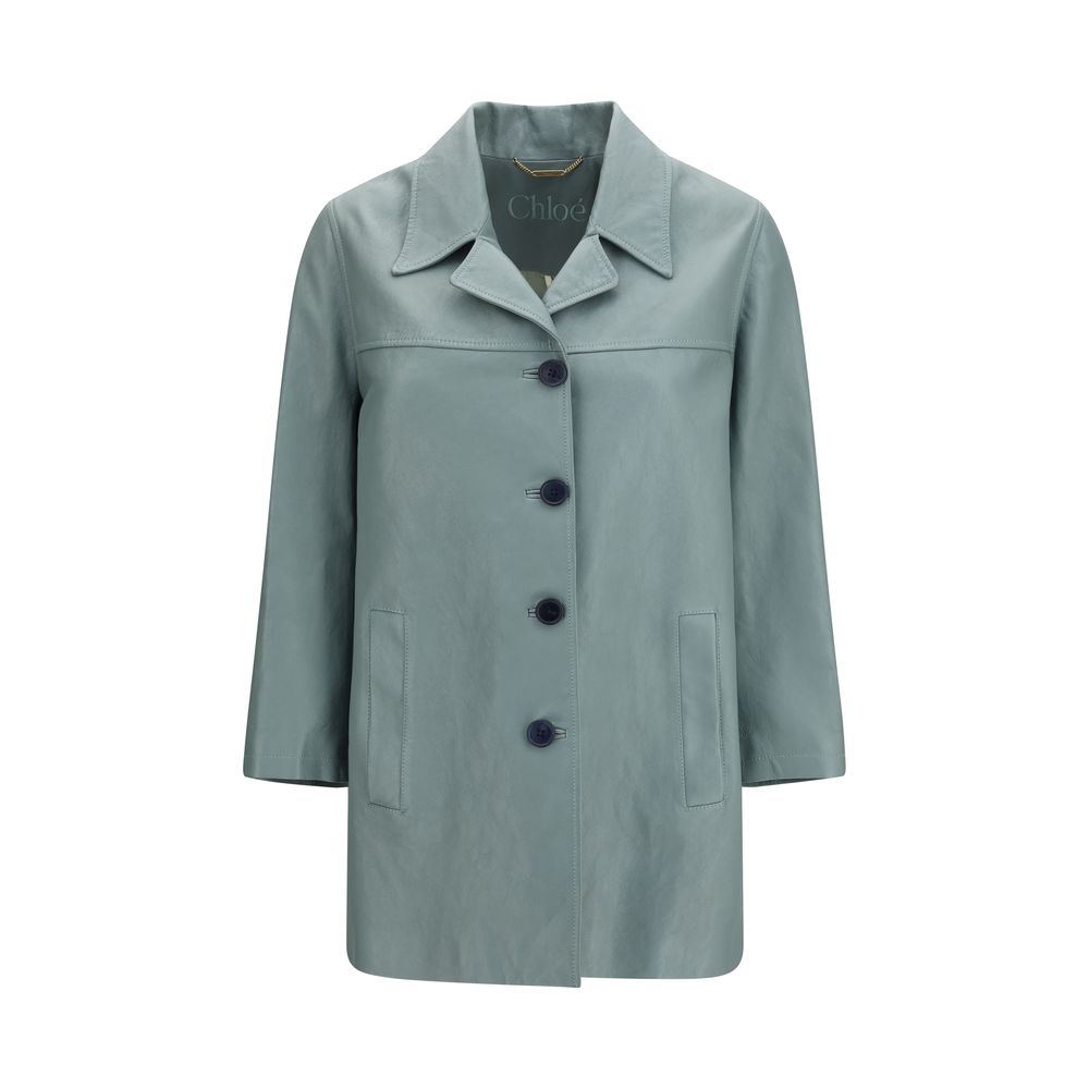 Chloé Blaue Lederjacke-1