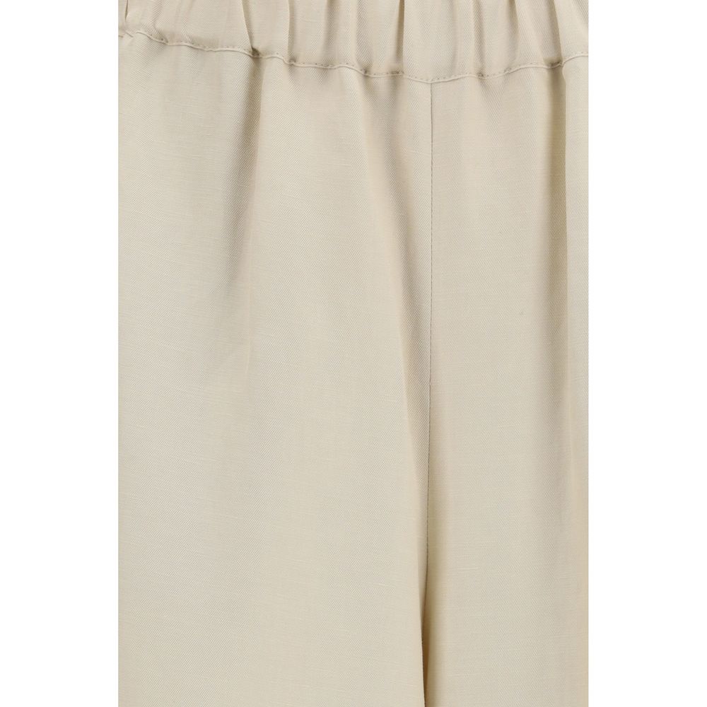 Max Mara Beige Leinen Freizeithose-3