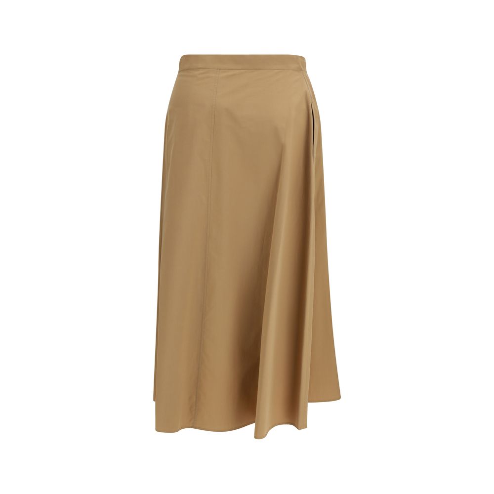 Max Mara Beiger Baumwoll-Midirock-2