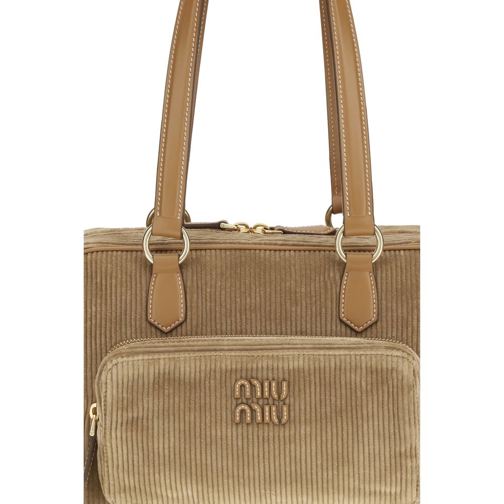 Miu Miu Beige Cotton Shoulder Bag-4