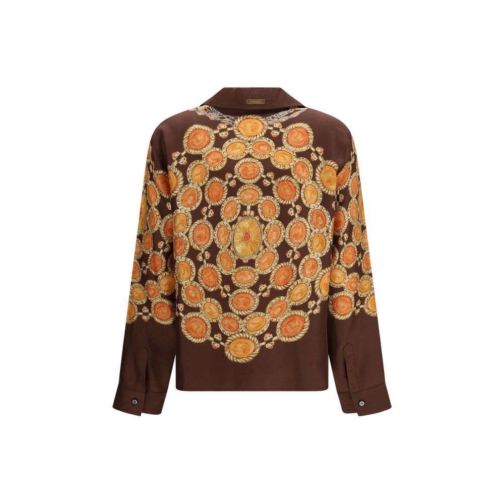 Versace Hemd mit braunem Stoffmuster-2