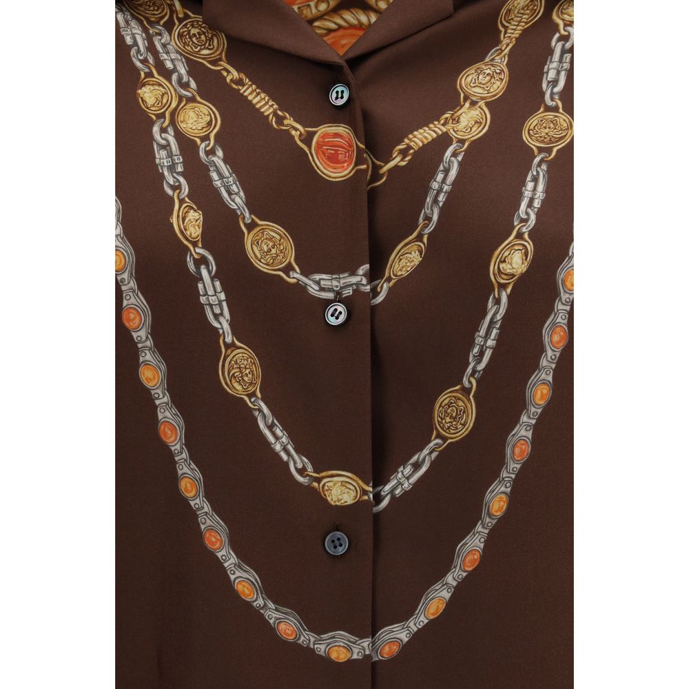 Versace Hemd mit braunem Stoffmuster-3