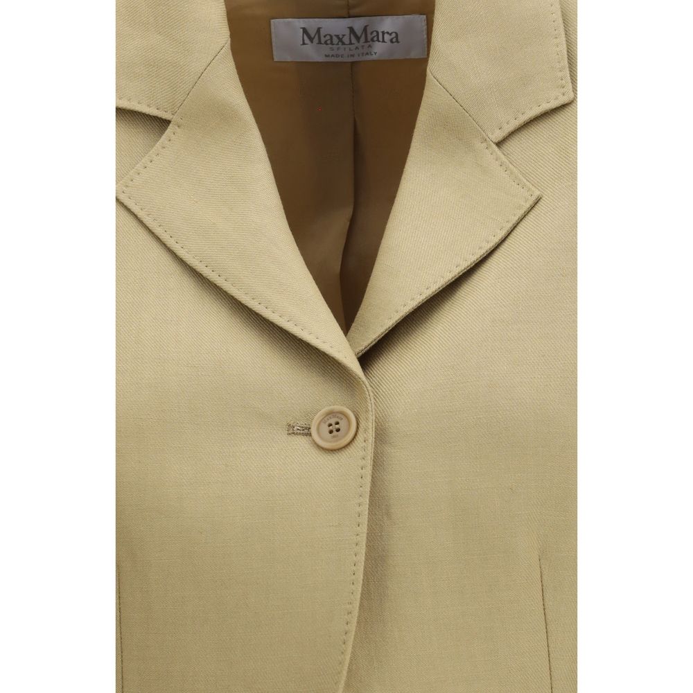 Max Mara Beige Linen Denim Jacket-3
