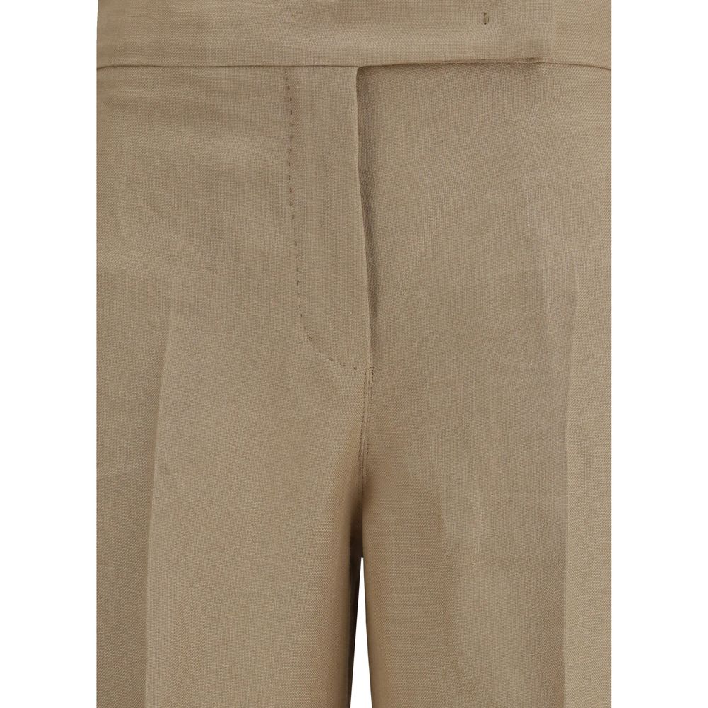 Max Mara Beige Leinen Casual Hose-3