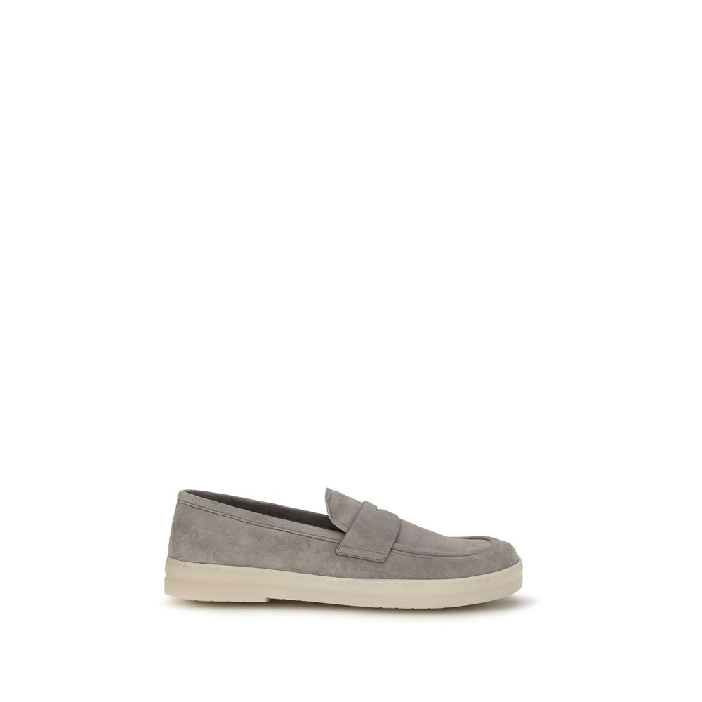 Prada Graue Kalbsleder Bos Taurus Slipper-Loafer-1