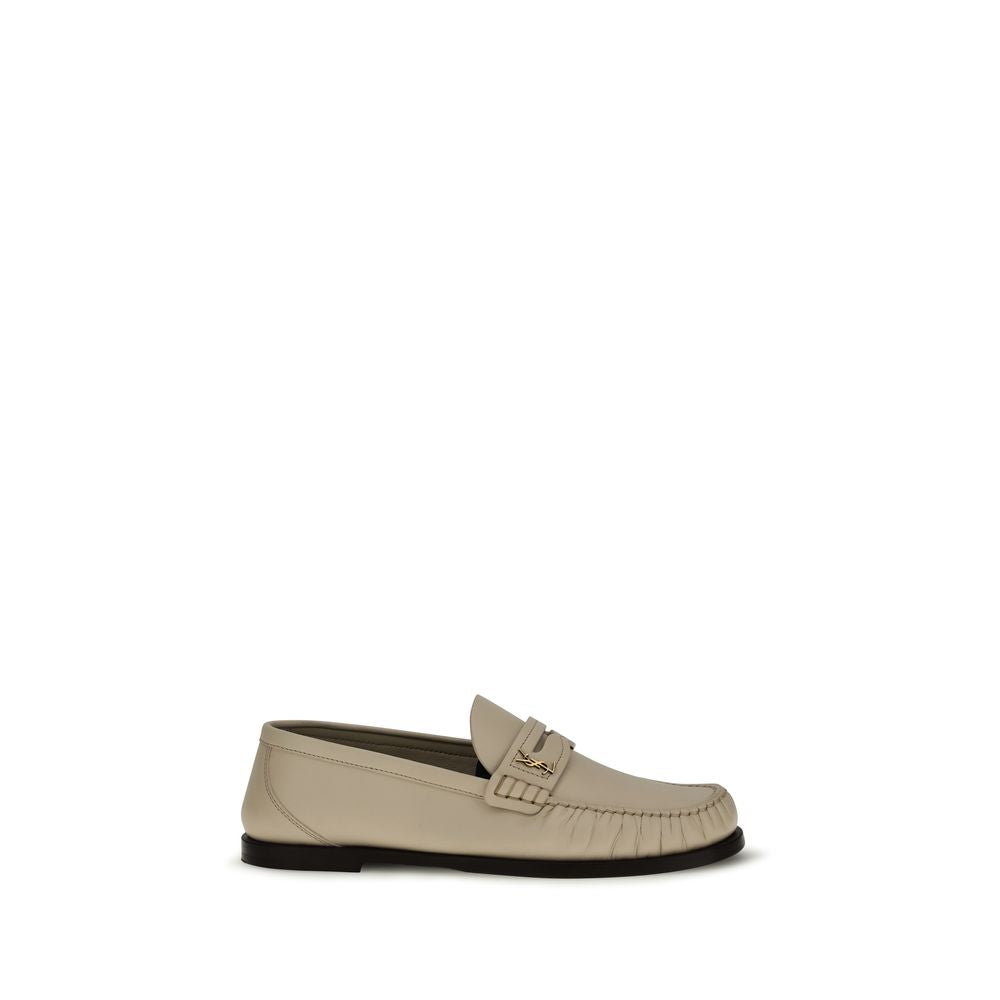 Saint Laurent Beige Calf Leather Bos Taurus Slipper Loafers-1