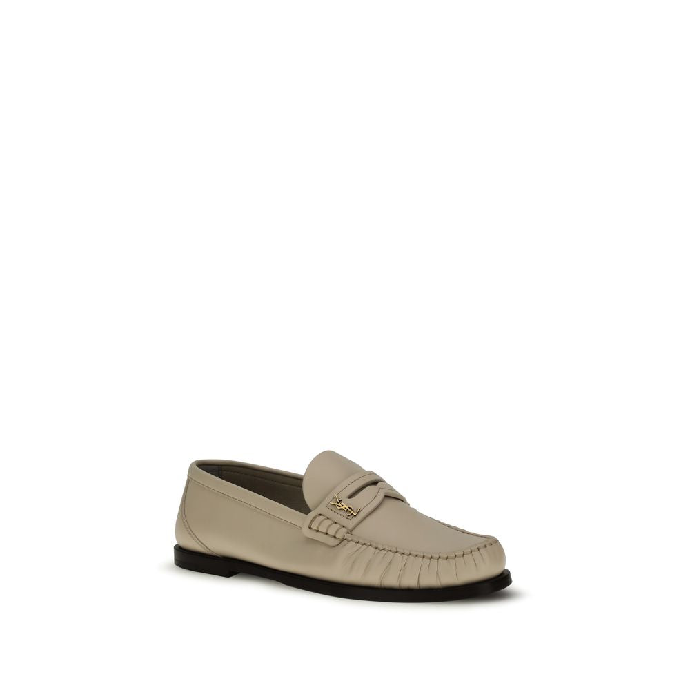 Saint Laurent Beige Calf Leather Bos Taurus Slipper Loafers-2