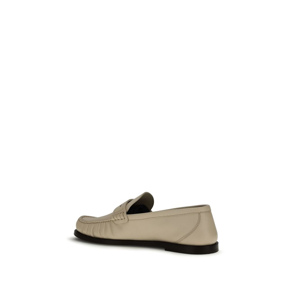 Saint Laurent Beige Calf Leather Bos Taurus Slipper Loafers-3