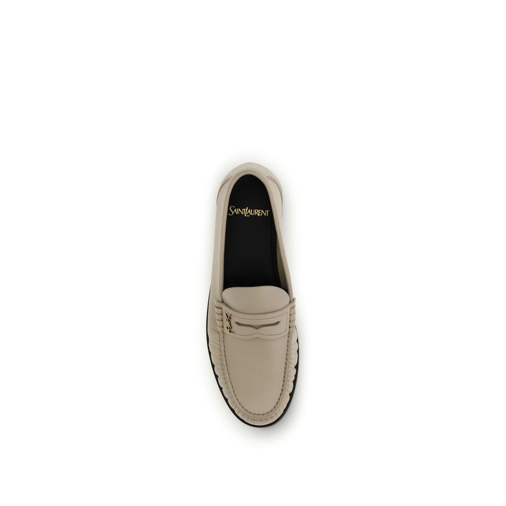 Saint Laurent Beige Calf Leather Bos Taurus Slipper Loafers-4