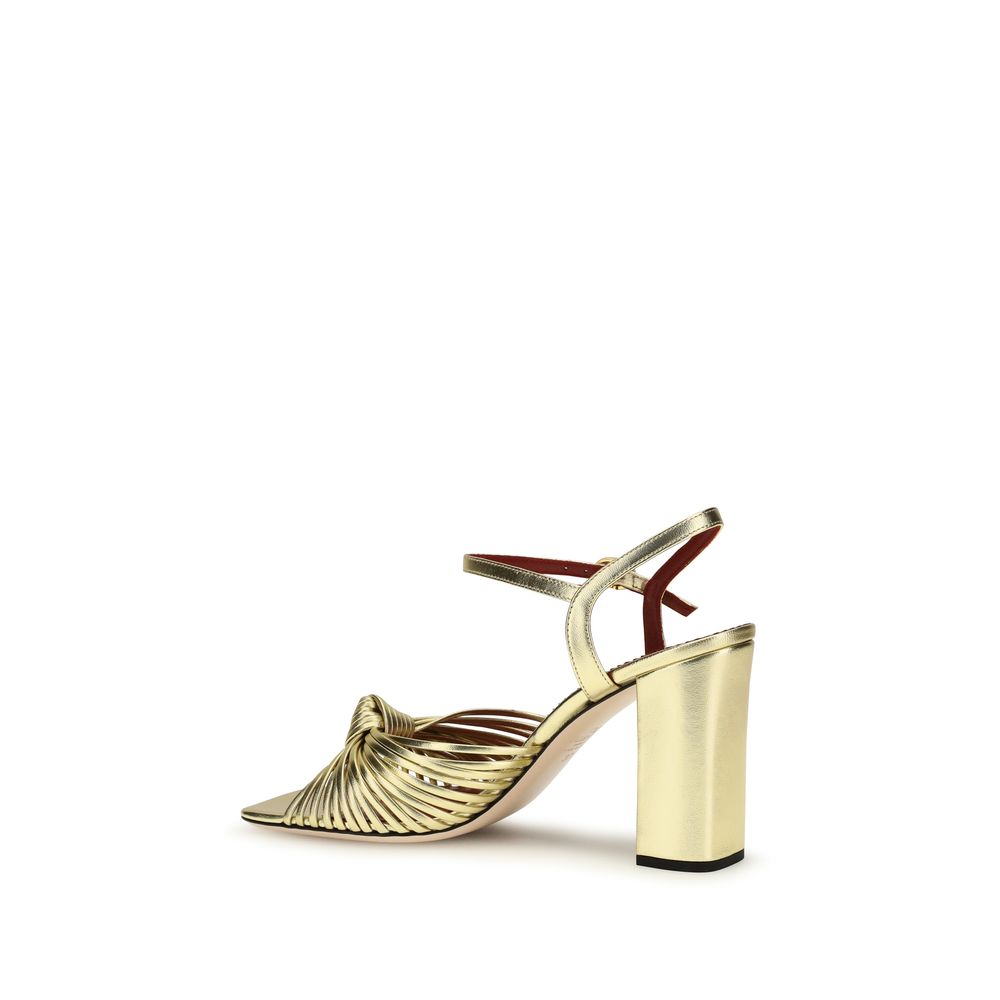 Valentino Garavani Gold Calf Leather Bos Taurus Platform Sandals-3