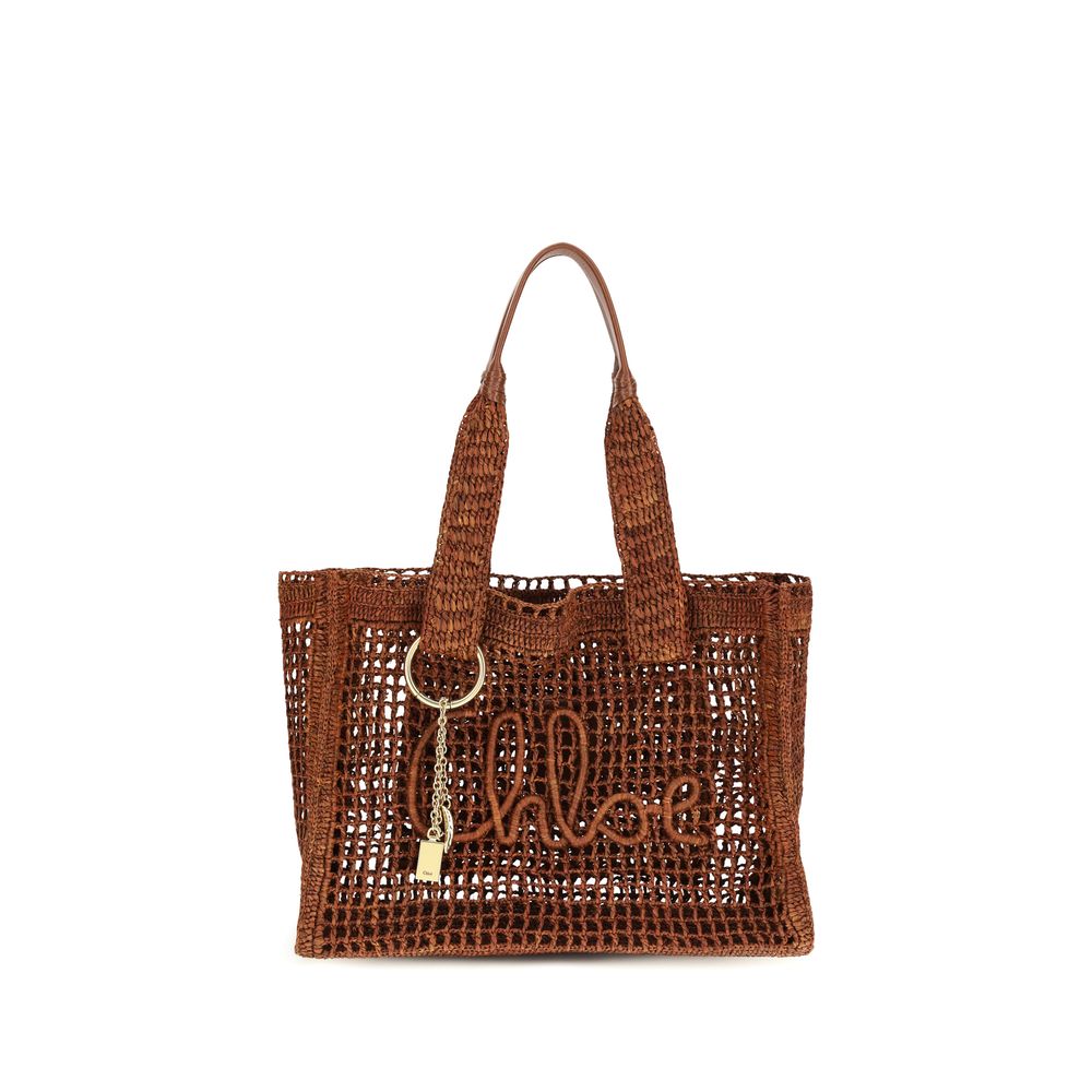 Chloé Brown Raffia Shoulder Bag-1