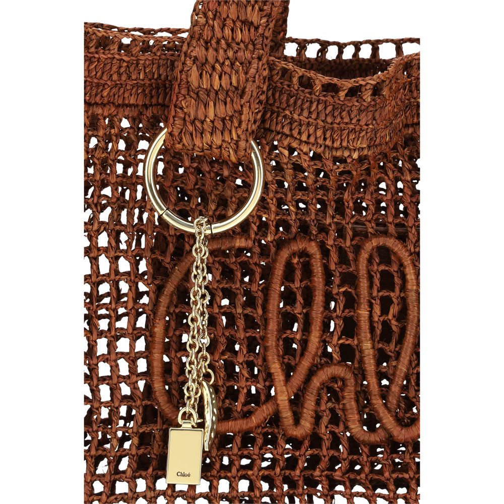 Chloé Brown Raffia Shoulder Bag-4