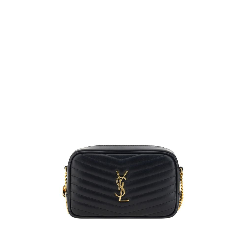 Saint Laurent Schwarze Bos Taurus Kalbsleder Schultertasche-1