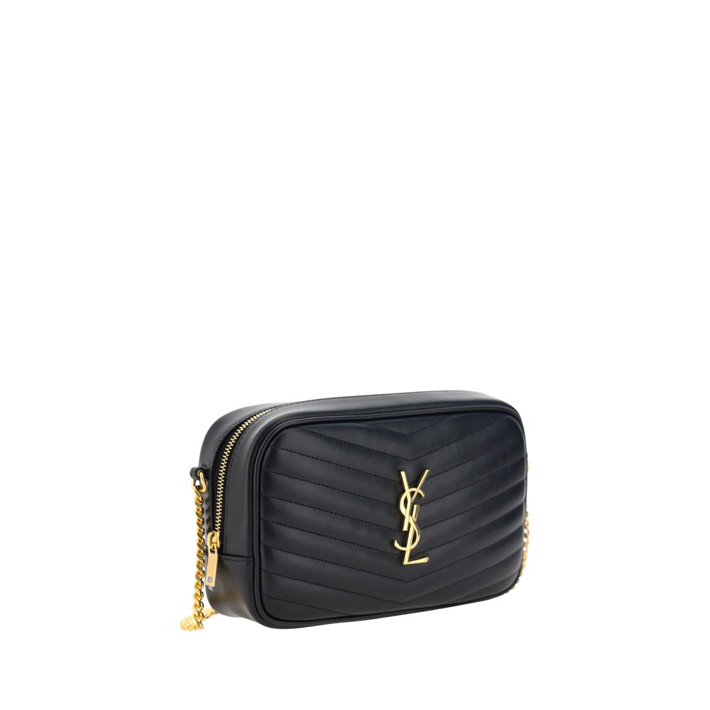 Saint Laurent Schwarze Bos Taurus Kalbsleder Schultertasche-2