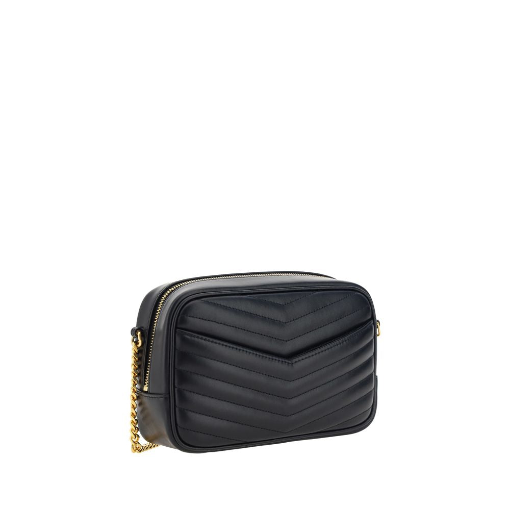 Saint Laurent Schwarze Bos Taurus Kalbsleder Schultertasche-3