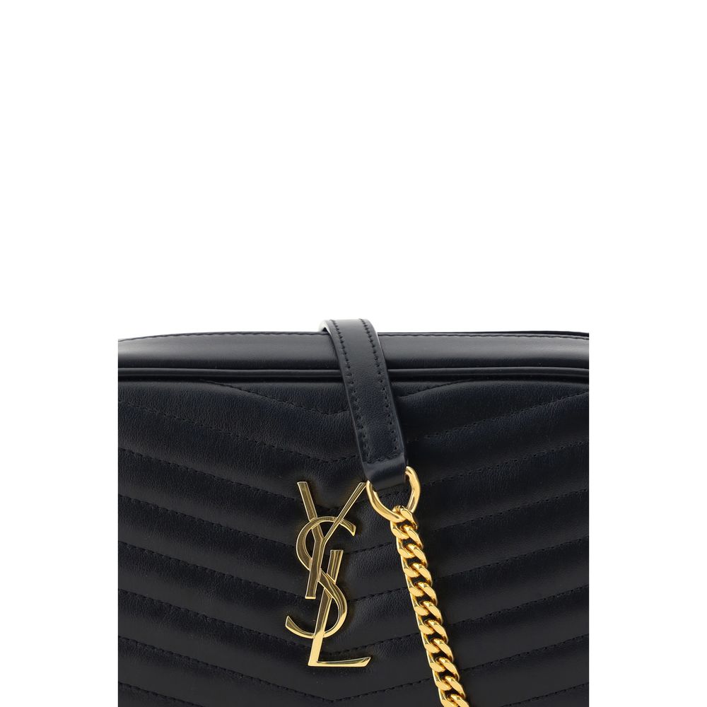 Saint Laurent Schwarze Bos Taurus Kalbsleder Schultertasche-4